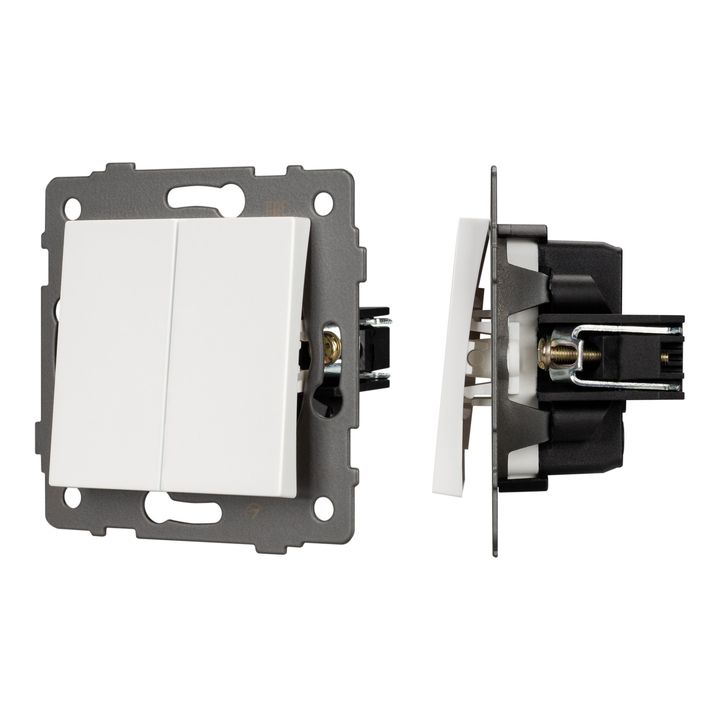 Механизм выключателя двухклавишный проходной SWT-MKP2-PL-WH-V (250V, 10A) Arlight 049892