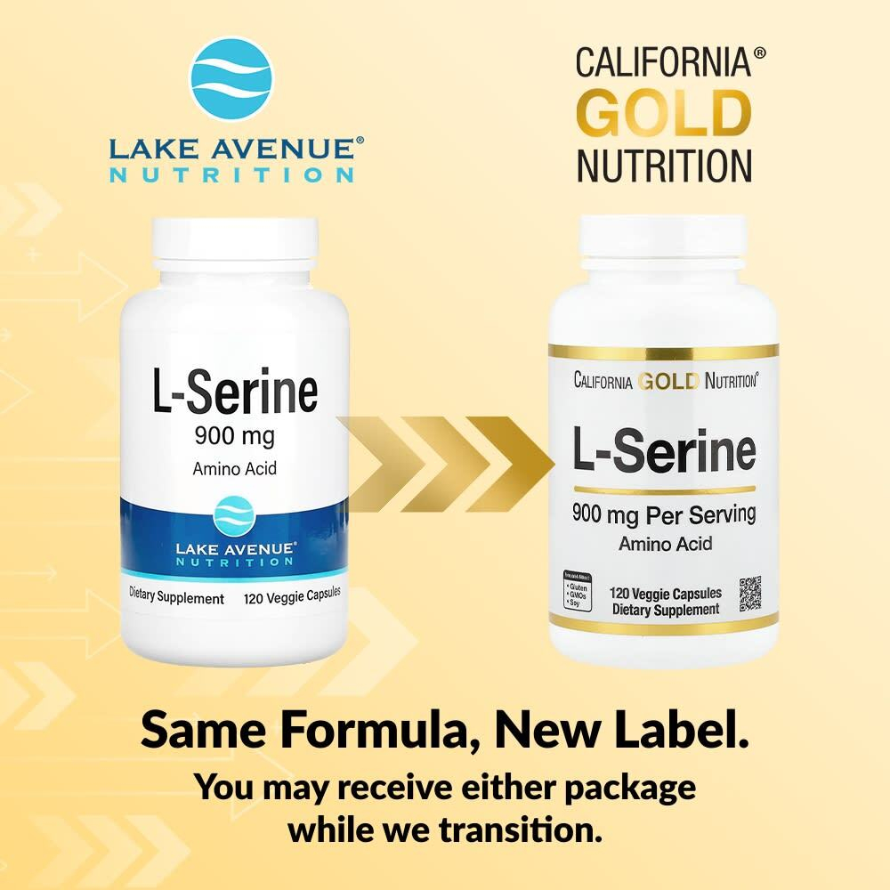 California Gold Nutrition, L-серин, 900 мг, 120 растительных капсул