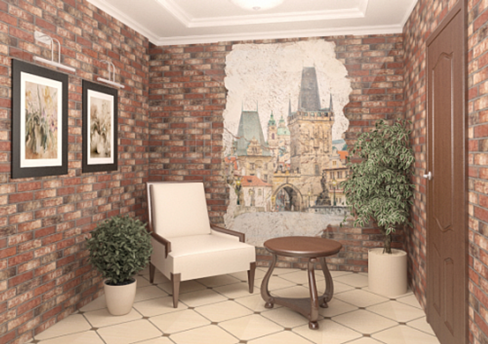 Панель ПВХ фотопечать 3D Panda Состаренный кирпич 2700х250 мм