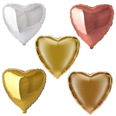 Фольгированный шар-сердце, металлик, серебро/золото, 46 см