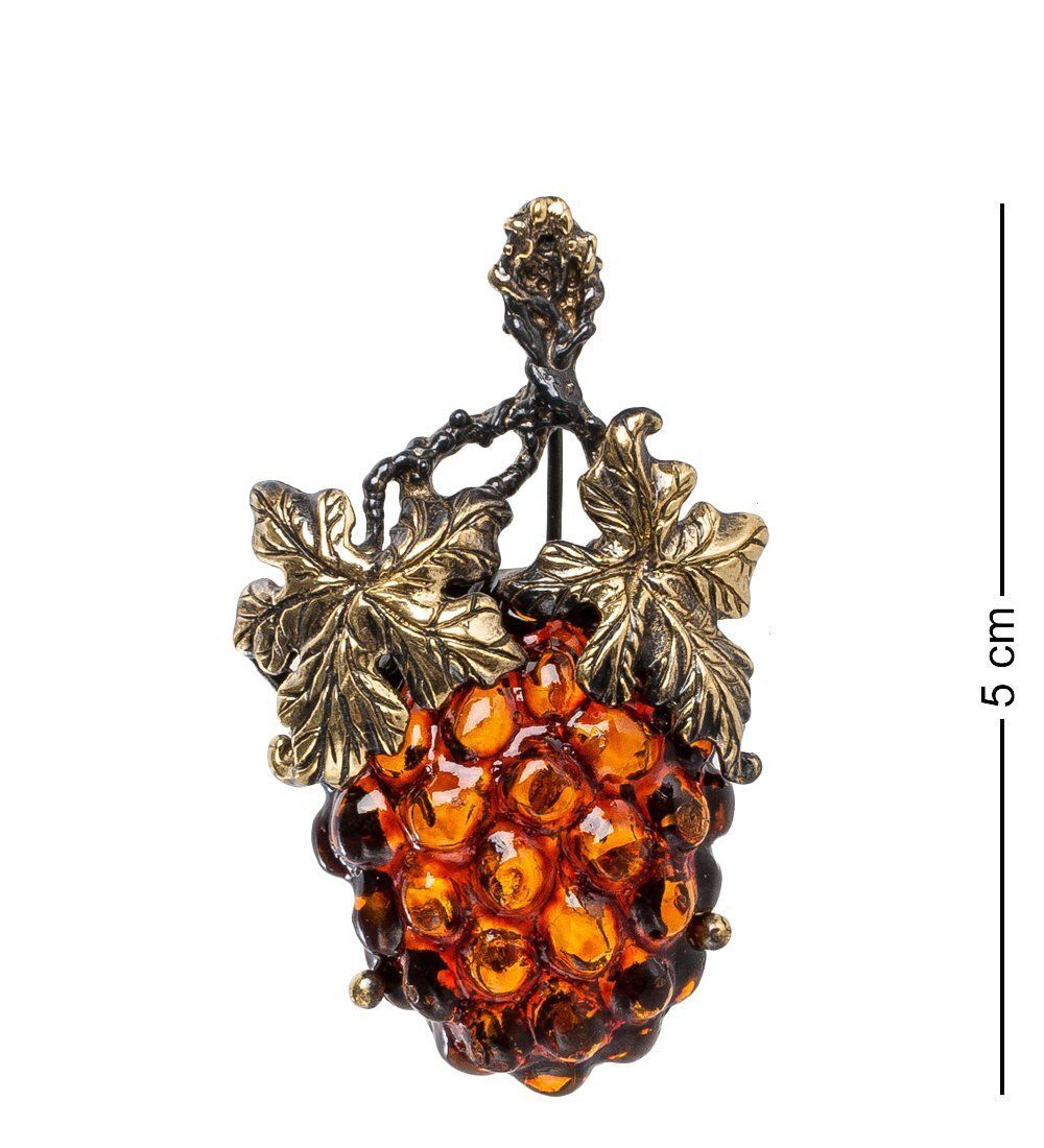 AM- 890 Брошь «Виноград» (латунь, янтарь)