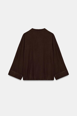 ZARA СВОБОДНАЯ РУБАШКА ИЗ ЛЬНА, КОРИЧНЕВЫЙ