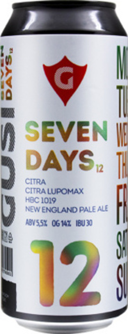 Пиво Гуси Севен Дэйс 12 Цитра, Цитра Лупомакс, ЭйчБиСи 1019 / Gusi Seven Days 12 Citra, Citra Lupomax, HBC 1019 0.5 - банка