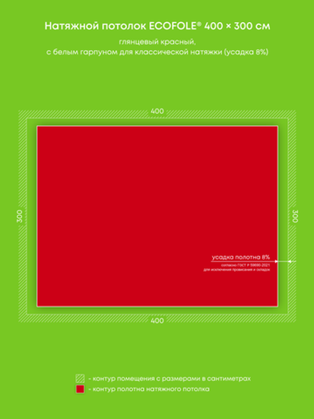 Глянцевый натяжной потолок 12 м2