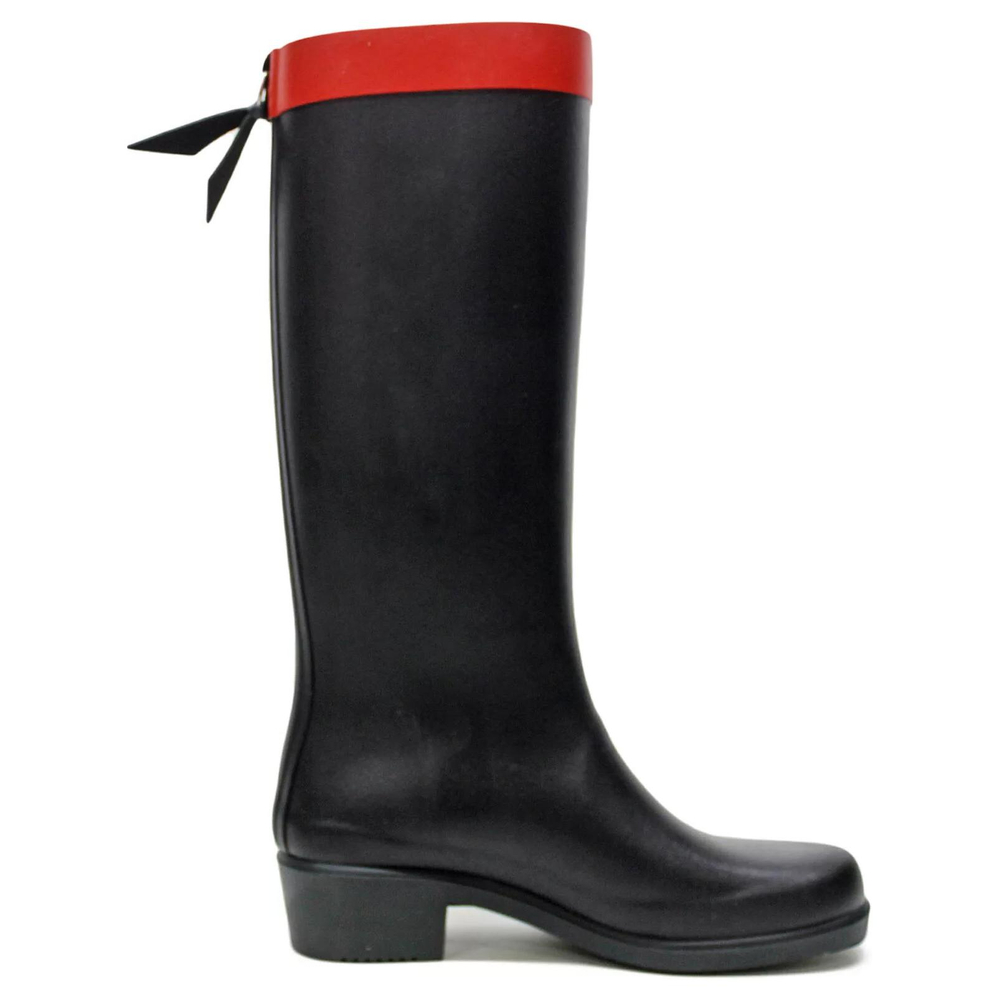 AIGLE Durable Cushioning Rain Boots Women"s Black Red