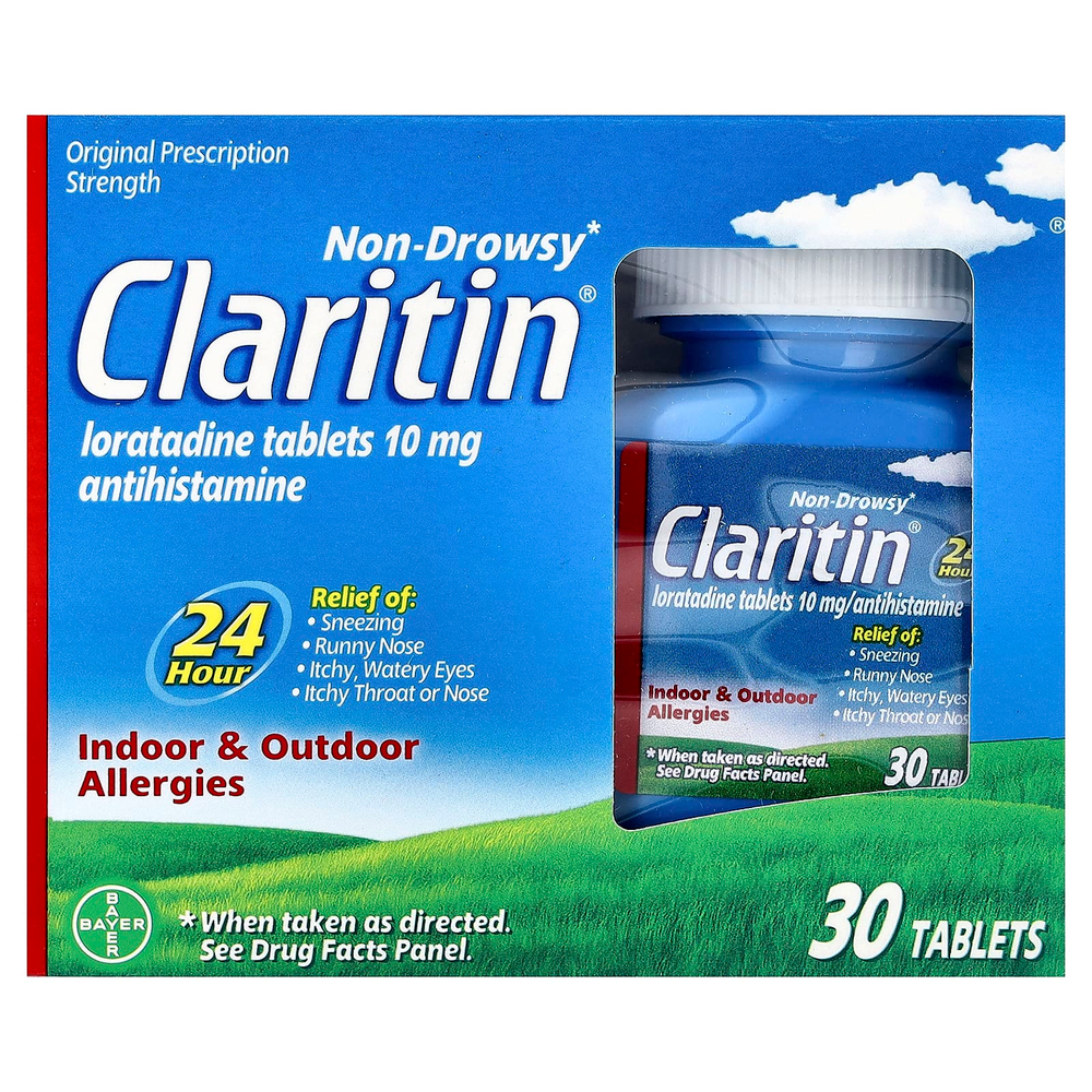 Claritin, Non-Drowsy, лоратадин в таблетках, 10 мг, 30 таблеток