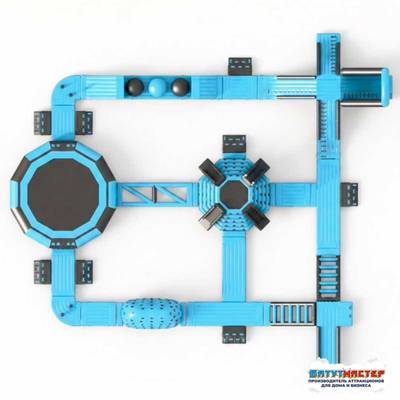 Коммерческий надувной аквапарк для бизнеса «Синий шторм» 33×30×5 м