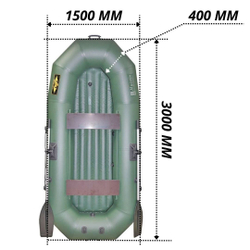 Лодка пвх муссон h-300 нд (цвет: зелёный)