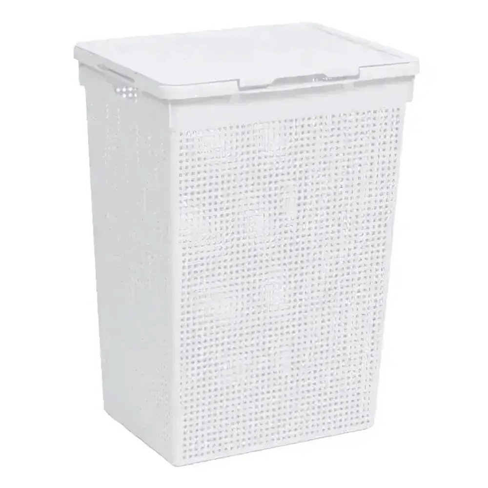 Корзина для белья Лофт с крышкой 60л (белый)