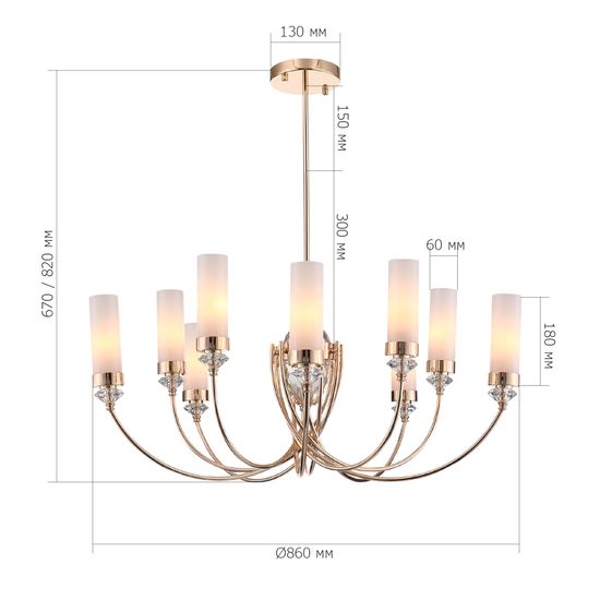 SL1402.253.10 Люстра подвесная ST-Luce Латунь/Прозрачный  E14*10 40W Elegra