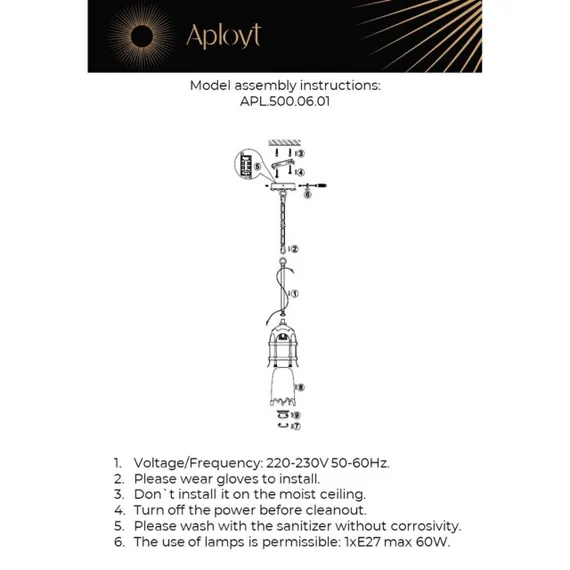 Светильник подвесной APL.500.06.01