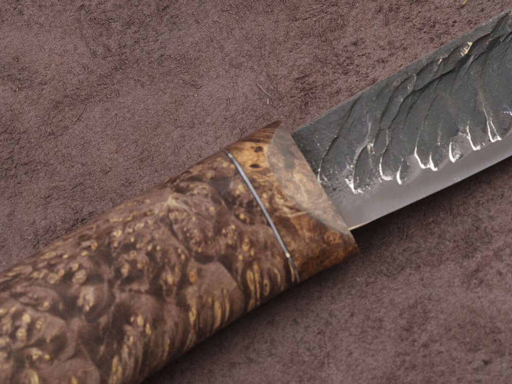 Якутский нож "Амга", сталь Х12МФ, рукоять стабилизированная карельская береза/акрил