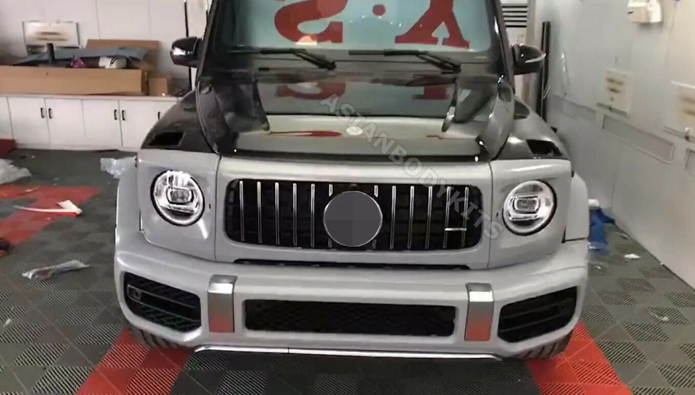 Решетка радиатора и накладки на фары G63 для Mercedes-Benz G-Class W463A/W464 2018+ Мерседес Гелик гелентваген