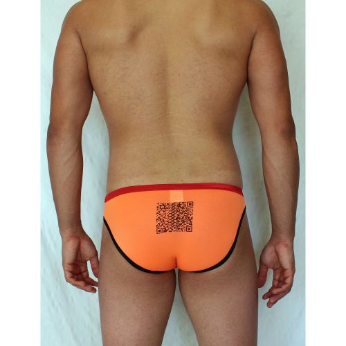 Мужские плавки оранжевые с QR-кодом сзади Boefje