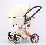 Коляска-трансформер Luxmom 608 3в1 для новорожденных, с автолюлькой , экокожа Silver