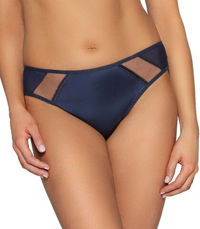 Трусики-бразилиана из эластичного трикотажного полотна с вставками из сетки (Размер: XXL) (Цвет: синий)