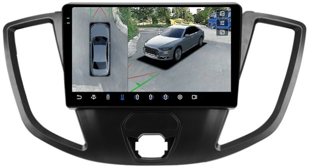 Магнитола для Ford Transit 7 2014-2023 - FarCar BX3248M-360 монитор 9.5" 2K QLED на Android 13, 6Гб+128Гб, CarPlay, 4G SIM-слот, 4 камеры в комплекте