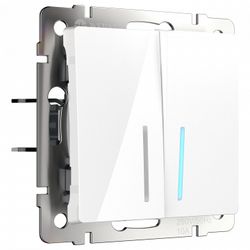 Выключатель двухклавишный с подсветкой без рамки Werkel белый W1120101