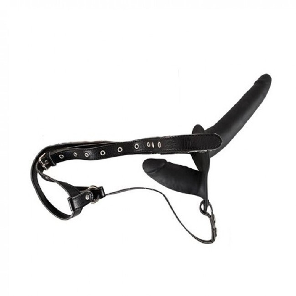 Страпон с для двойного проникновения Double Strap On (Цвет: черный)