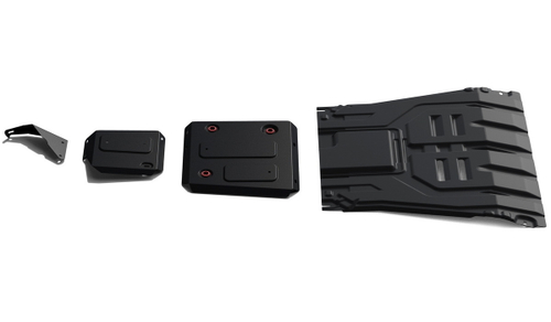 Защита картера, КПП, топливного бака и адсорбера АвтоБроня для Kia Seltos (V - 1.6 (123 л.с.)) FWD 2020-н.в./Kia Seltos (V - 2.0) 4WD 2020-н.в., штампованная, сталь 1.8 мм, 3 части, с крепежом, K111.02851.1