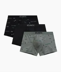 Трусы мужские боксеры (3шт), Atlantic 3MH-223, хлопок, черный + черный + светлый хаки