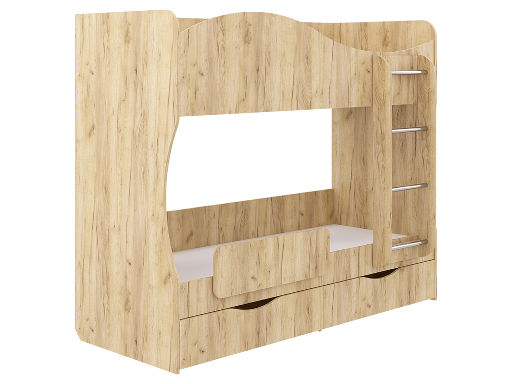 Кровать двухъярусная Кузя с ящиками Крафт золотой