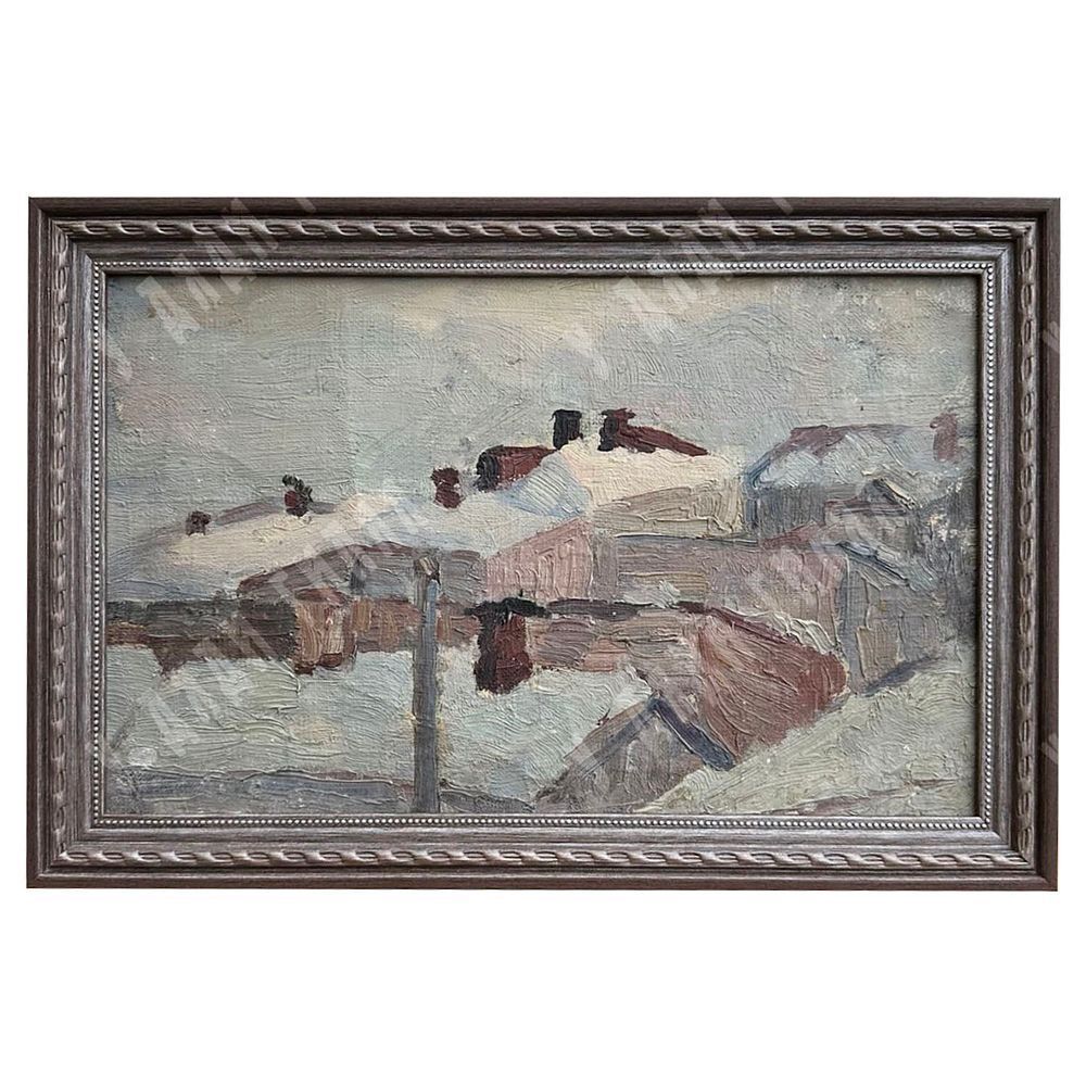 Динес Ю. С. Этюд зимний. Саратов. Картон, масло. 1940-е