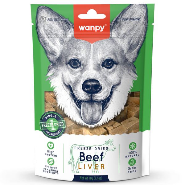 Лакомство Wanpy Dog для собак, печень говядины