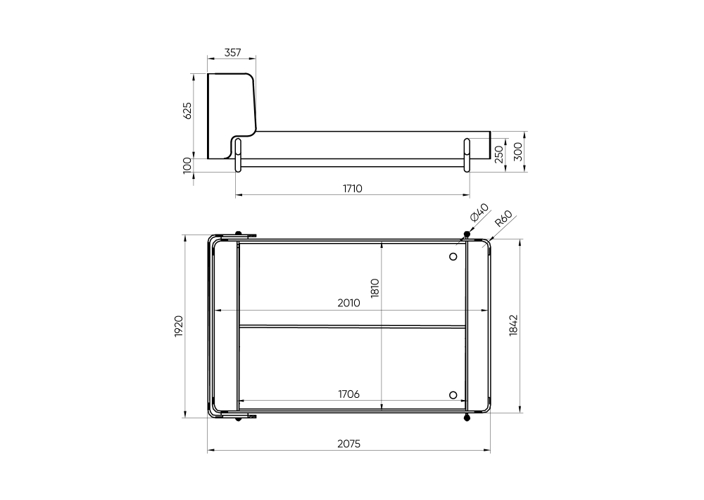 Кровать Basic спальное место 180*200 см (серый, твид)