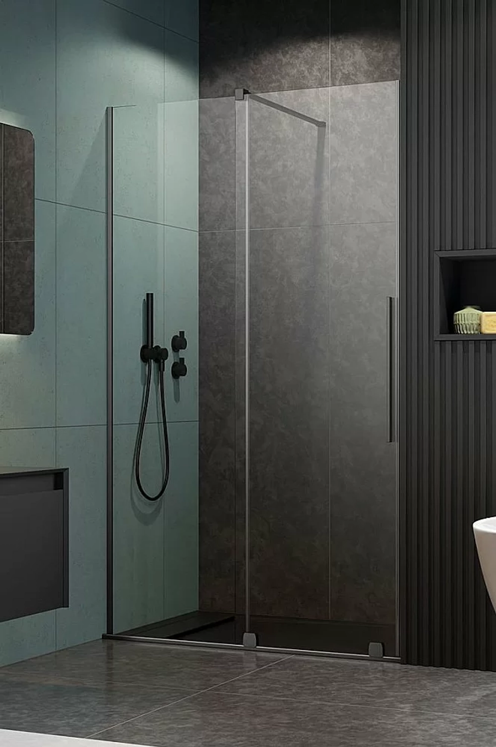 Душевая дверь Radaway Furo Brushed GunMetal DWJ 120 стекло прозраное/профиль брашированная оружейная сталь