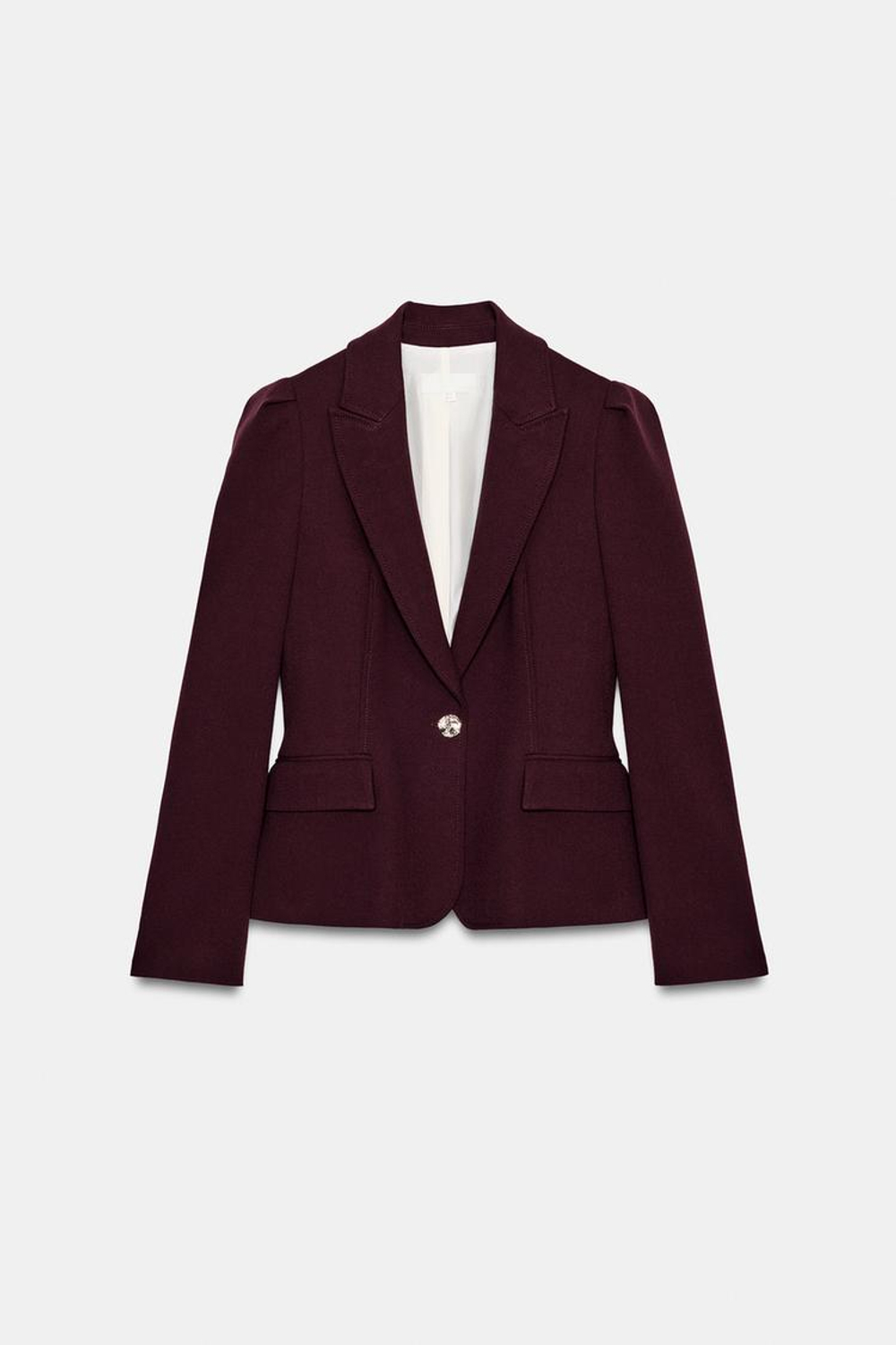 ZARA ПРИТАЛЕННЫЙ БЛЕЙЗЕР С ВЫРАЖЕННЫМИ ПЛЕЧАМИ, БУРГУНДИ