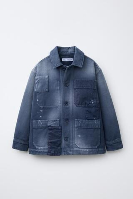 ZARA КУРТКА-РУБАШКА С ЭФФЕКТОМ ПОТЕРТОСТИ, СИНИЙ