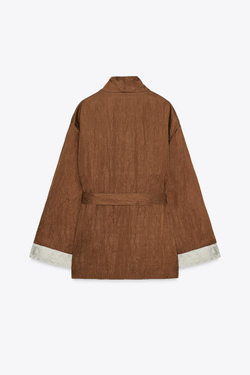 ZARA ЖАККАРДОВЫЙ ЖАКЕТ-КИМОНО — ZW COLLECTION, МЕДНЫЙ