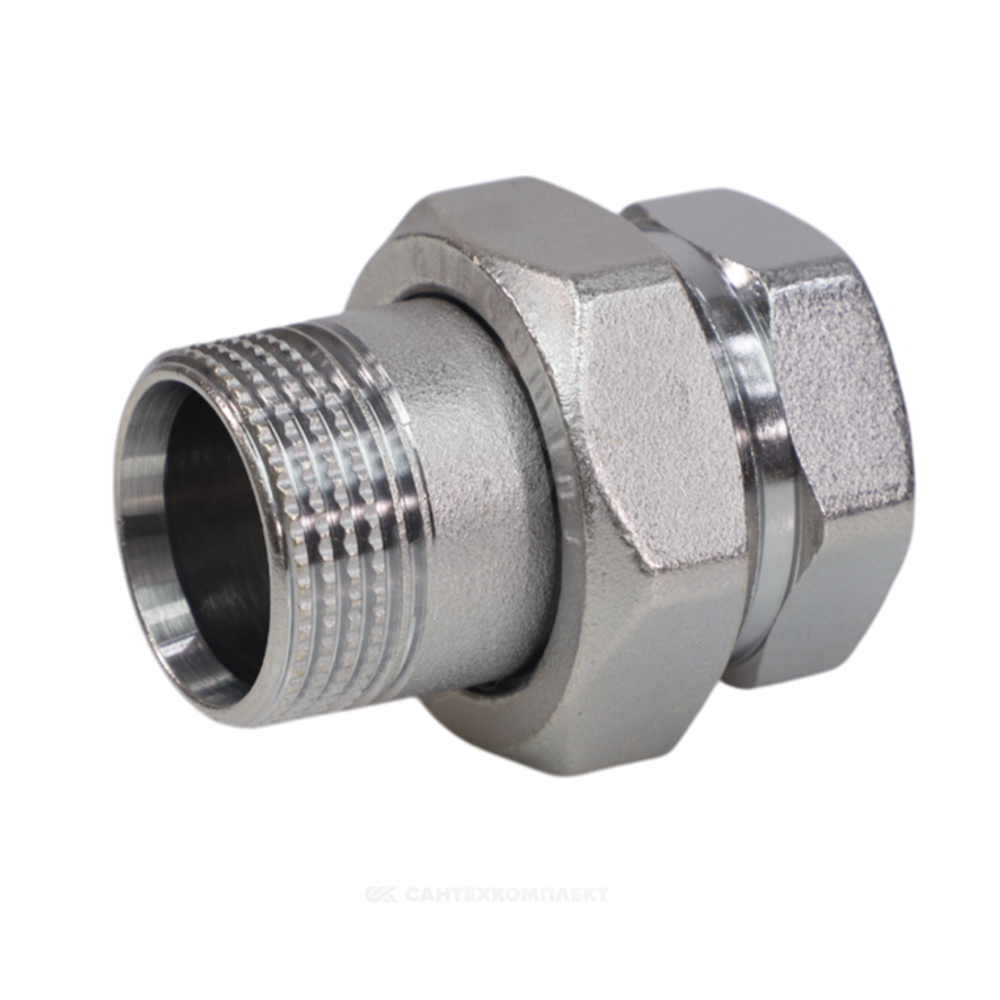 Соединитель латунь хром американка Ду 32 (1 1/4") прямой ВР/НР R18 Giacomini R18X006