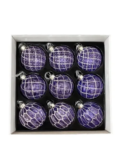 Набор винтажных стеклянных шаров Благородство 80 мм., синий-золото, 9 шт., Christmas DeLuxe (13047)