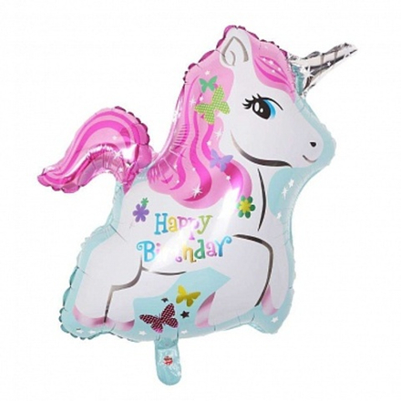 Шар (14""/36 см) Мини-фигура, Единорог голубой