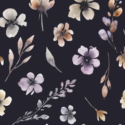 Цветочный осенний акварельный паттерн.