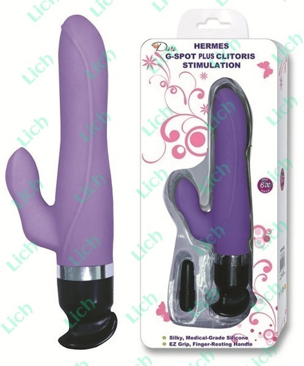 Фиолетовый вибратор с клиторальным стимулятором