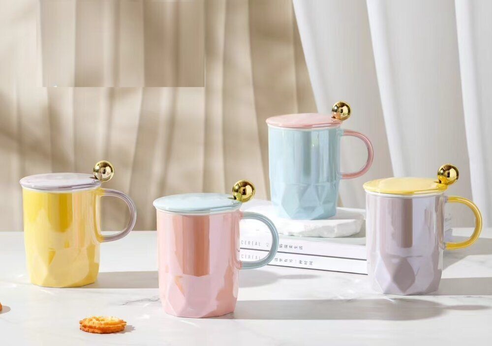 GAEM Кружка с крышкой и ложкой, 360 мл, L12 W9 H13 см, 4в.