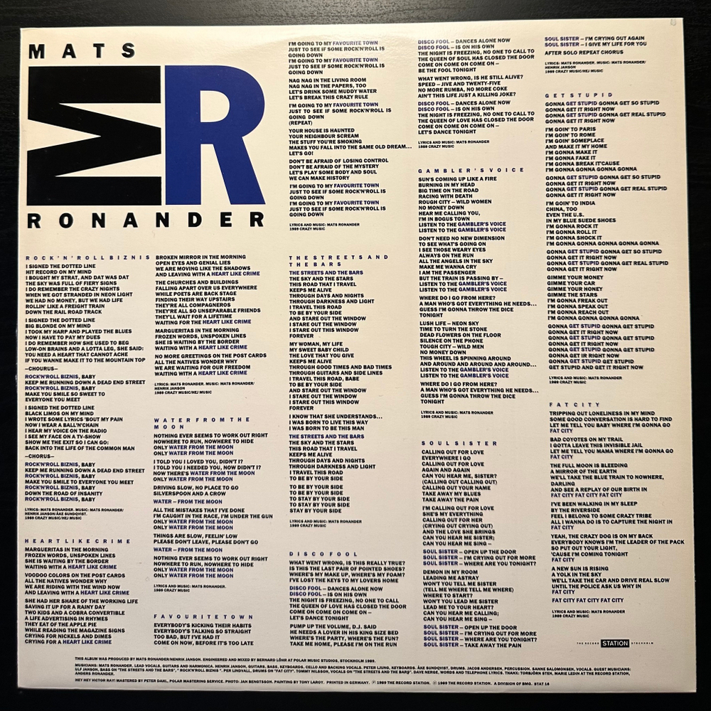 Mats Ronander - Rock 'N' Roll Biznis (Швеция 1989г.)