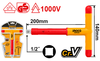 Вороток Т-образный изолированный 1000В 1/2" INGCO HITH121