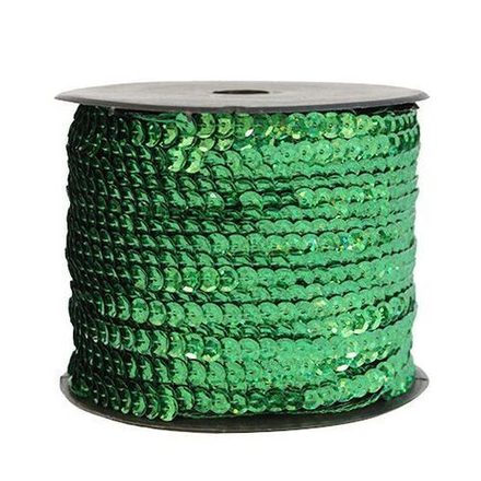 Тесьма пайетки, 6мм, 73м (50104 зеленый)