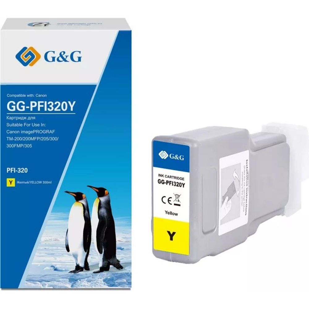 Картридж струйный G&amp;G PFI-320Y, аналог Canon 2893C001 желтый 300ml