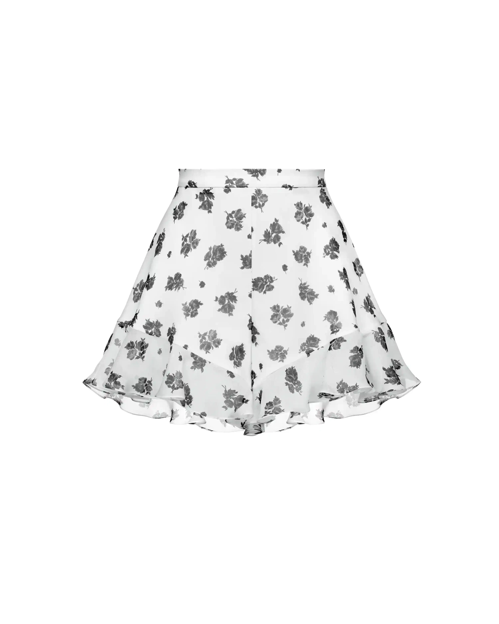 Audrie, шорты мини с рюшами из молочного шифона с цветочным принтом