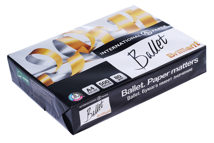 Бумага для офисной техники BALLET BRILLIANT белая А4 A+ CIE 168% 80г/м2 500л Светогорский ЦБК