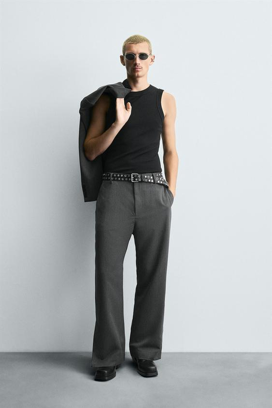 ZARA БРЮКИ FLARED FIT, СЕРЫЙ
