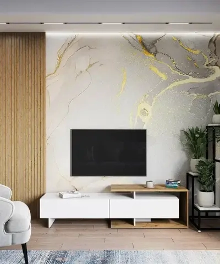 Тумба ТВ Кая ЛДСП Белый, Дуб вотан