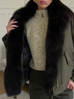 Парка Extra Lux с натуральным мехом хаки