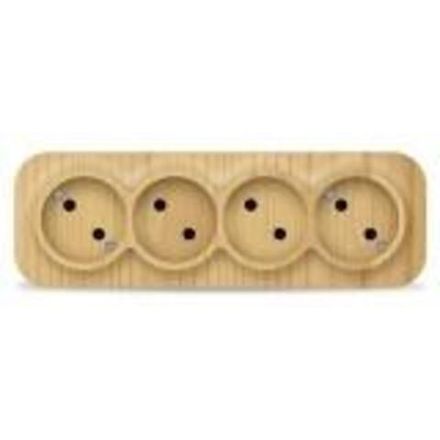 Розетка четырехместная серия "IONICH", б/з, о/у, 16А, 220В, "сосна" (еврослот) (HU2235)