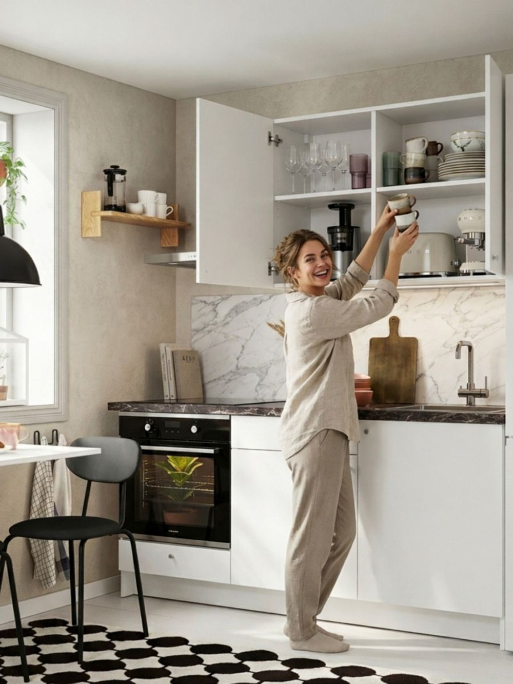 Кухонный гарнитур, 182х60х200, Кнок, KNOXHULT (КНОКСХУЛЬТ), белый, Dipriz